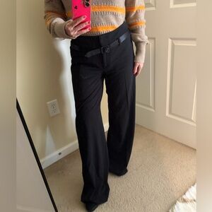 H&M wide career office going out black dress pants pants trousers with belt 6